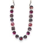 Necklace by Mariana Xenia Coll. Precious Ruby, Fuchsia, Purple Velvet, & Peach Austrian Crystal - Image 3