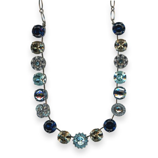 Necklace by Mariana Frost Coll. Sophisticated Montana Blue, Aquamarine, Dark Grey & Clear Austrian Crystal