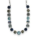 Necklace by Mariana Frost Coll. Sophisticated Montana Blue, Aquamarine, Dark Grey & Clear Austrian Crystal - Image 3