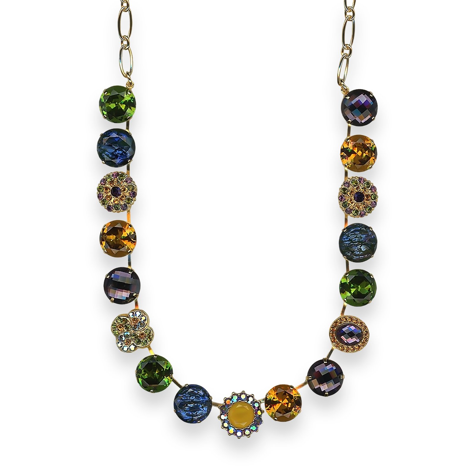 N-3195-3-1116-RG (1) Necklace by Mariana Winter Wonderland Coll. Gorgeous Olivine, Amber, Drk Purple, Yellow Opal & AB Austrian Crystal - Image 1
