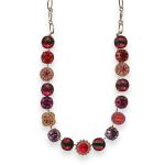 Necklace by Mariana Sorbet Delight Coll. Charming Fuchsia, Siam, Lt Siam, Padparadscha, Orange, Mandarin Delite & Lt Amethyst Austrian Crystal