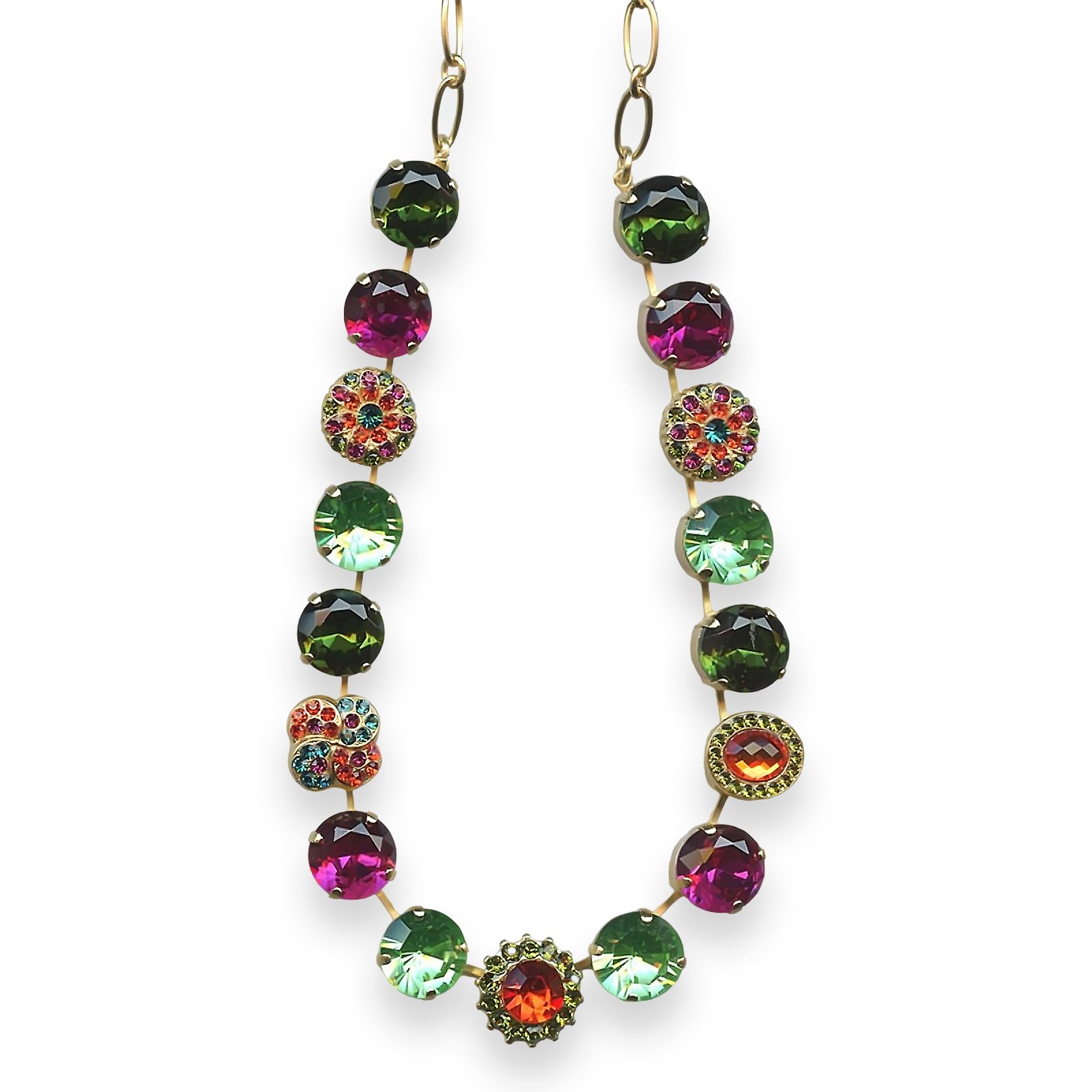 N-3195-3-1311-RG (1) Necklace by Mariana Tiger Lily Coll. Timeless Peridot, Fuchsia, Orange, Aqua Blue, & Grass Green Austrian Crystal - Image 1