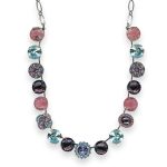 Necklace by Mariana Cotton Candy Coll. Adorable Amethyst, Antique Pink, Aquamarine, & Tanzanite Austrian Crystal - Image 2