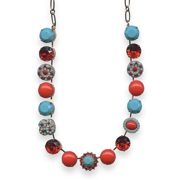 Necklace by Mariana Moondrops Coll. Fabulous Bright Red, Turquoise, Red Coral, & Pacific Opal Austrian Crystal