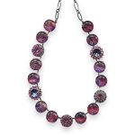 Necklace by Mariana Woman Elegant Marbled Stone and Rose Swarovski Crystals