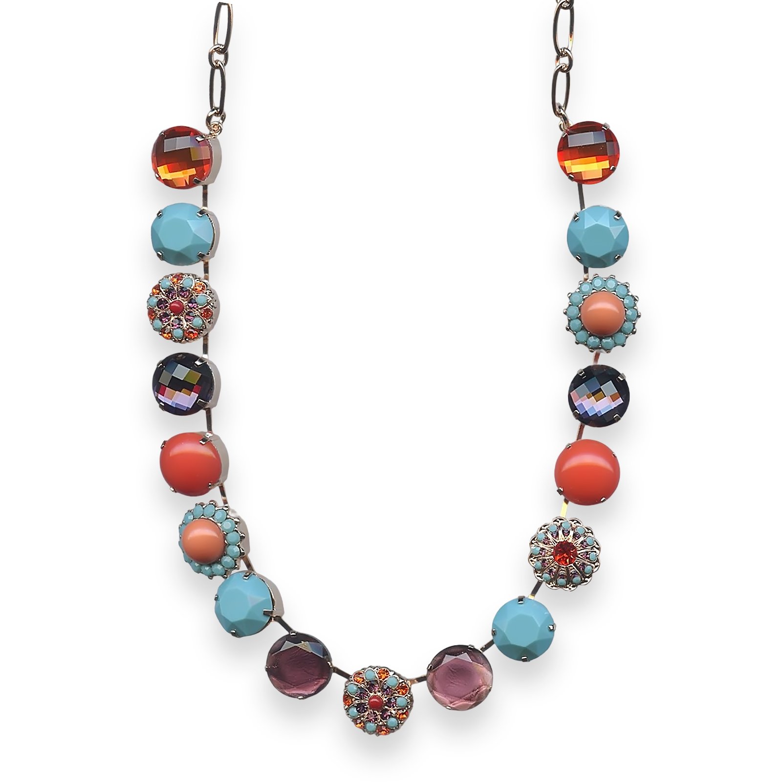 N-3195-66-1-RG (1) Necklace by Mariana True Romance Coll. Timeless Hyacinth, Turq, Coral & Grape Purple Austrian Crystal - Image 1