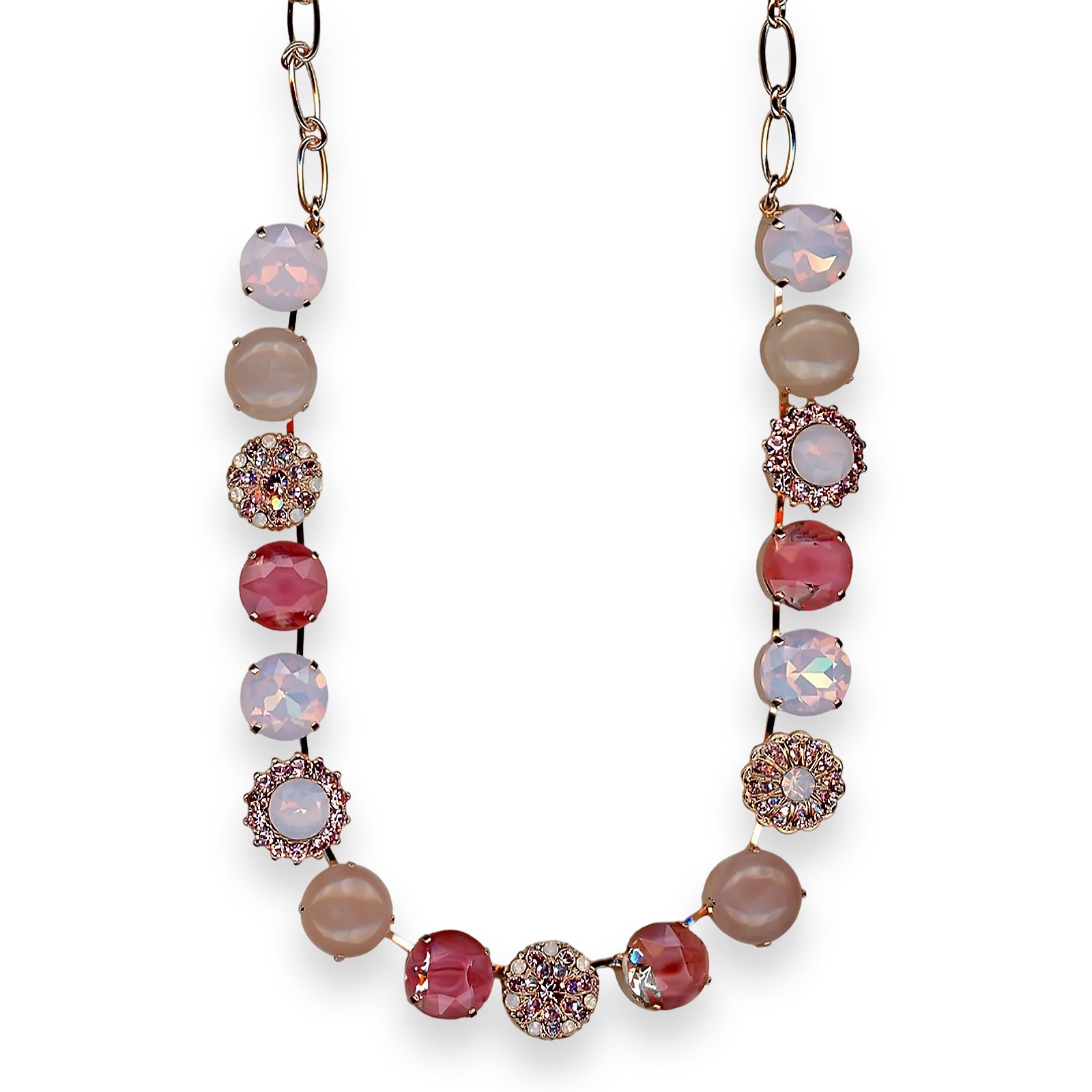 N-3195-M14-2-RG (1) Necklace by Mariana My Treasures Coll. Lovely Rose Quartz Mineral, Lt Rose, Rose Opal & Rose Delite Austrian Crystal - Image 1