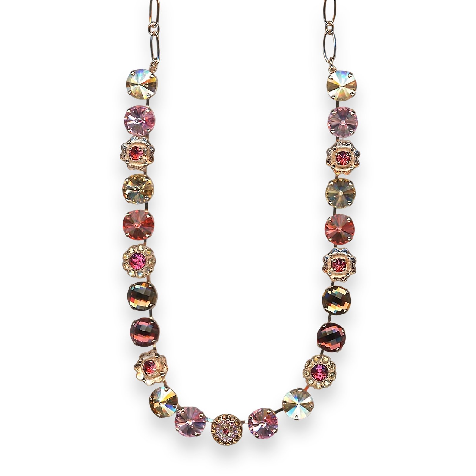 N-3247-1115-RG (1) Necklace by Mariana Gingerbread Coll. Sassy Golden Shadow, Lt Rose, Lt Smoked Topaz, Rose, & Indian Pink Austrian Crystals - Image 1