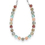Necklace by Mariana Boloria Dia Coll. Glitzy Sun Kissed Sunset, Rose Peach, Chrysolite Opal, & Lt Peach Austrian Crystals