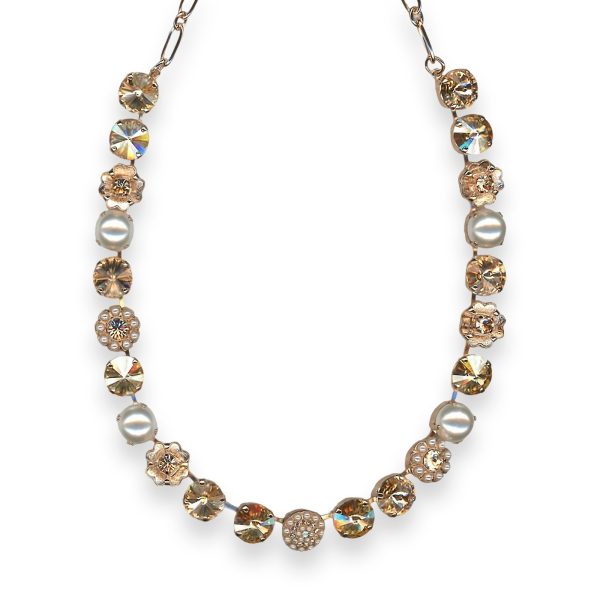 Necklace by Mariana Meet Me in Marseille Coll. Elegant Pearl, Lt Peach, & Golden Shadow Austrian Crystals