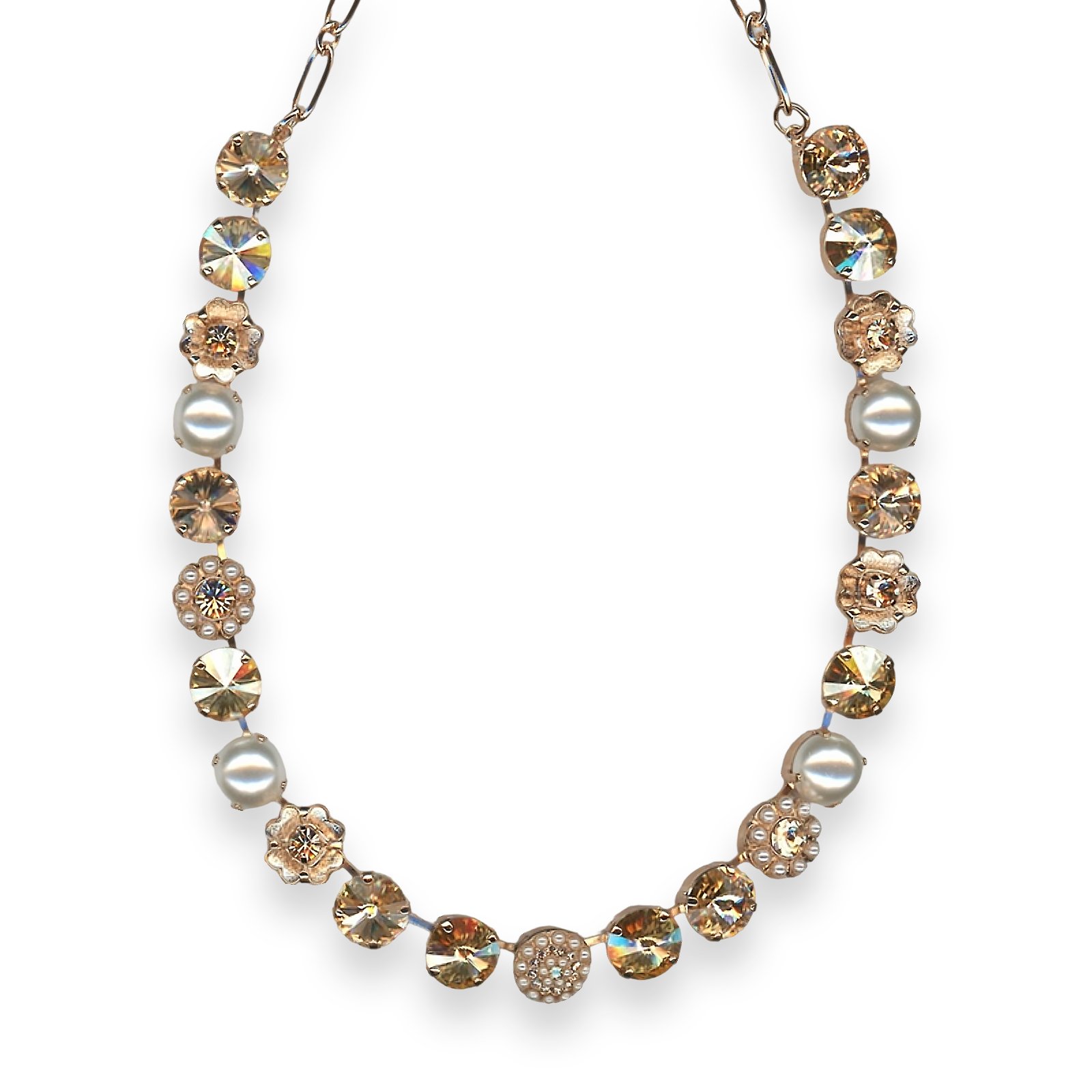 N-3247-1144-RG (1) Necklace by Mariana Meet Me in Marseille Coll. Elegant Pearl, Lt Peach, & Golden Shadow Austrian Crystals - Image 1