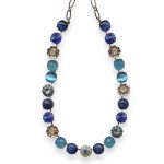 Necklace by Mariana Zhang Coll. Gorgeous Lapis Lazuli Mineral, Caribbean Blue Opal, & Royal Blue Austrian Crystals