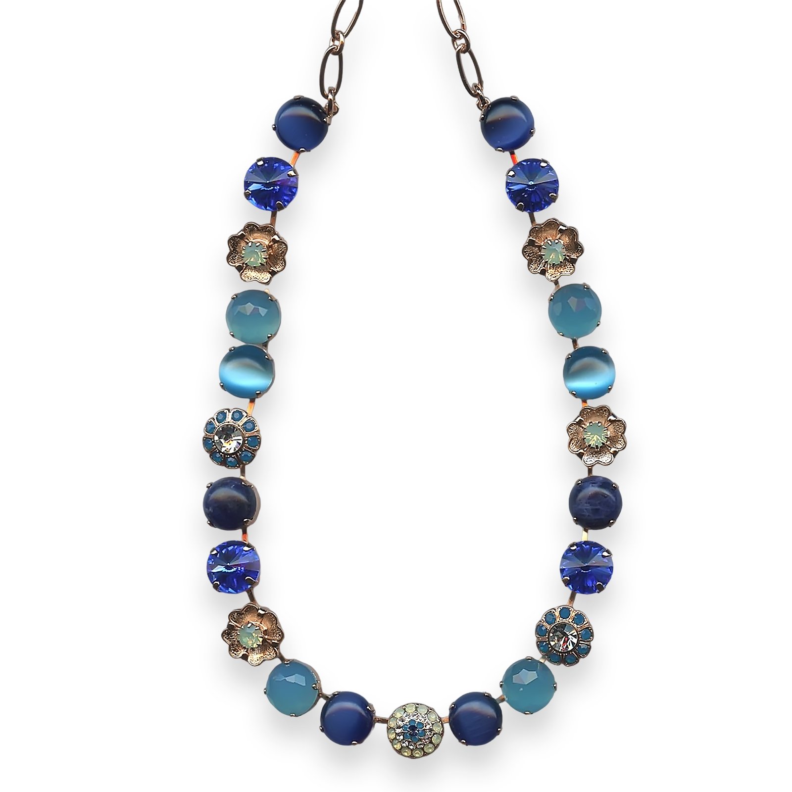 N-3247-M1041-RG (1) Necklace by Mariana Zhang Coll. Gorgeous Lapis Lazuli Mineral, Caribbean Blue Opal, & Royal Blue Austrian Crystals - Image 1