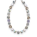 Necklace by Mariana Silk Coll. Timeless White Shell Mineral, Clear, White Opal, & Cyclamen Opal Austrian Crystals