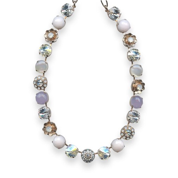 Necklace by Mariana Silk Coll. Timeless White Shell Mineral, Clear, White Opal, & Cyclamen Opal Austrian Crystals