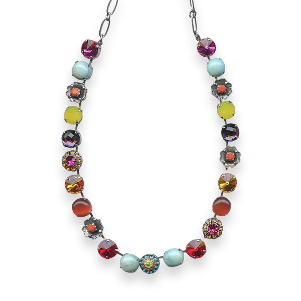 Necklace by Mariana Masai Coll. Howlite Chinese Turq Mineral, Fuchsia, Yellow Opal, Amethyst, Orange, Siam & Teal Austrian Crystals