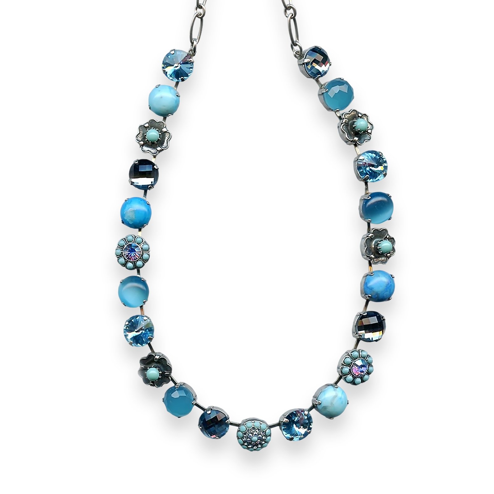 N-3247-M2672-SP (1) Necklace by Mariana Bliss Coll. Turq Mineral, Aquamarine, Vitral Lt, & Blue Opal Austrian Crystals - Image 1