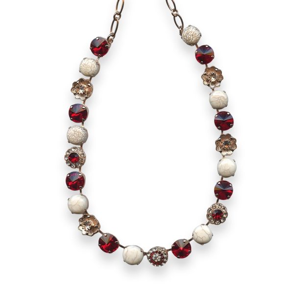Necklace by Mariana My Treasures Coll. Stunning White Turq Mineral, Siam, & Clear Austrian Crystals