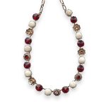 Necklace by Mariana My Treasures Coll. Stunning White Turq Mineral, Siam, & Clear Austrian Crystals - Image 2