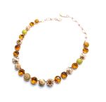 Necklace By Mariana Woman Jasper Mineral, Pearl and Orange Swarovski Crystals - Image 3