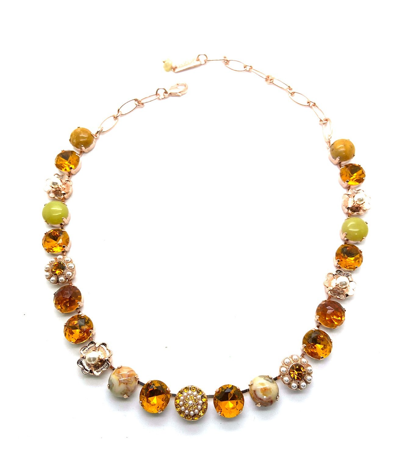 N-3247-M5173-RG (2) Necklace By Mariana Woman Jasper Mineral, Pearl and Orange Swarovski Crystals - Image 1