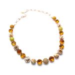 Necklace By Mariana Woman Jasper Mineral, Pearl and Orange Swarovski Crystals - Image 2