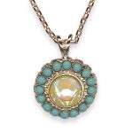Necklace Pendant by Mariana Poppy Coll. Floral in Sun Kissed Sunshine & Turq Austrian Crystals - Image 2