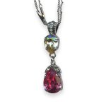 Necklace Pendant By Mariana Woman Sophisticated Pink, Jonquil and Pacific Opal Swarovski Crystals - Image 3