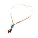 Necklace Pendant by Mariana Woman Gorgeous Topaz and Blue Swarovski Crystals - Image 2