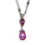 Necklace Pendant by Mariana Roxanne Coll. Beautiful Sun Kissed Blush, Fuchsia & Pearl Austrian Crystal