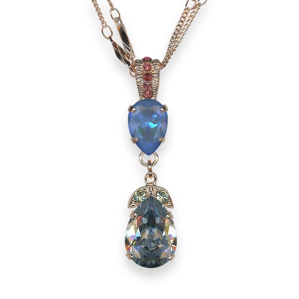 Necklace Pendant by Mariana Bird Of Paradise Coll. Stunning Silver Night,  Ocean Delite,  Rose Peach, & Chrysolite Austrian Crystal