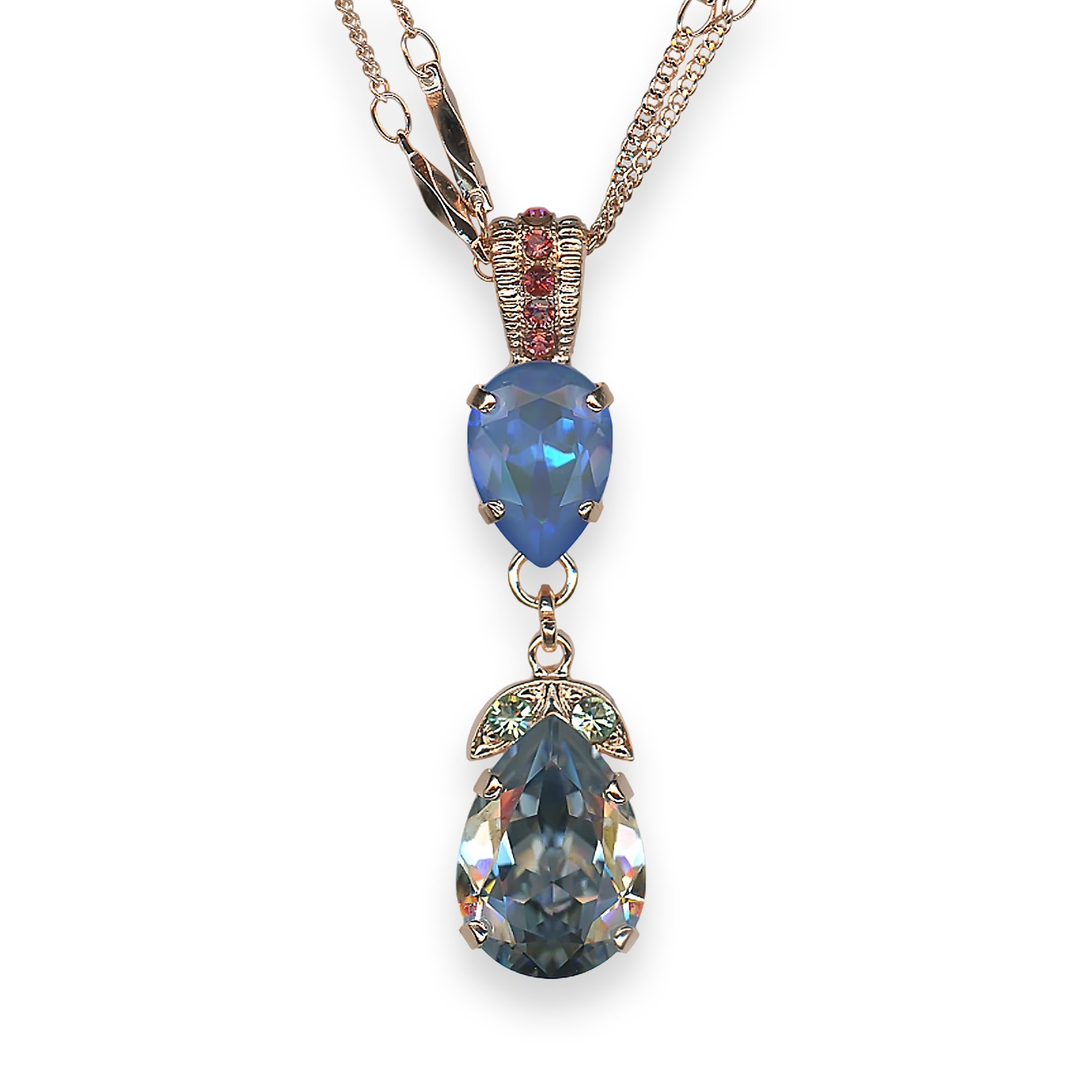 N-5032-4-1911-RG (1) Necklace Pendant by Mariana Bird Of Paradise Coll. Stunning Silver Night, Ocean Delite, Rose Peach, & Chrysolite Austrian Crystal - Image 1