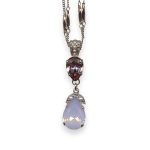 Necklace Pendant by Mariana Jamaica Coll. Beautiful Rose Opal, Lt Amethyst & Pearl Austrian Crystal