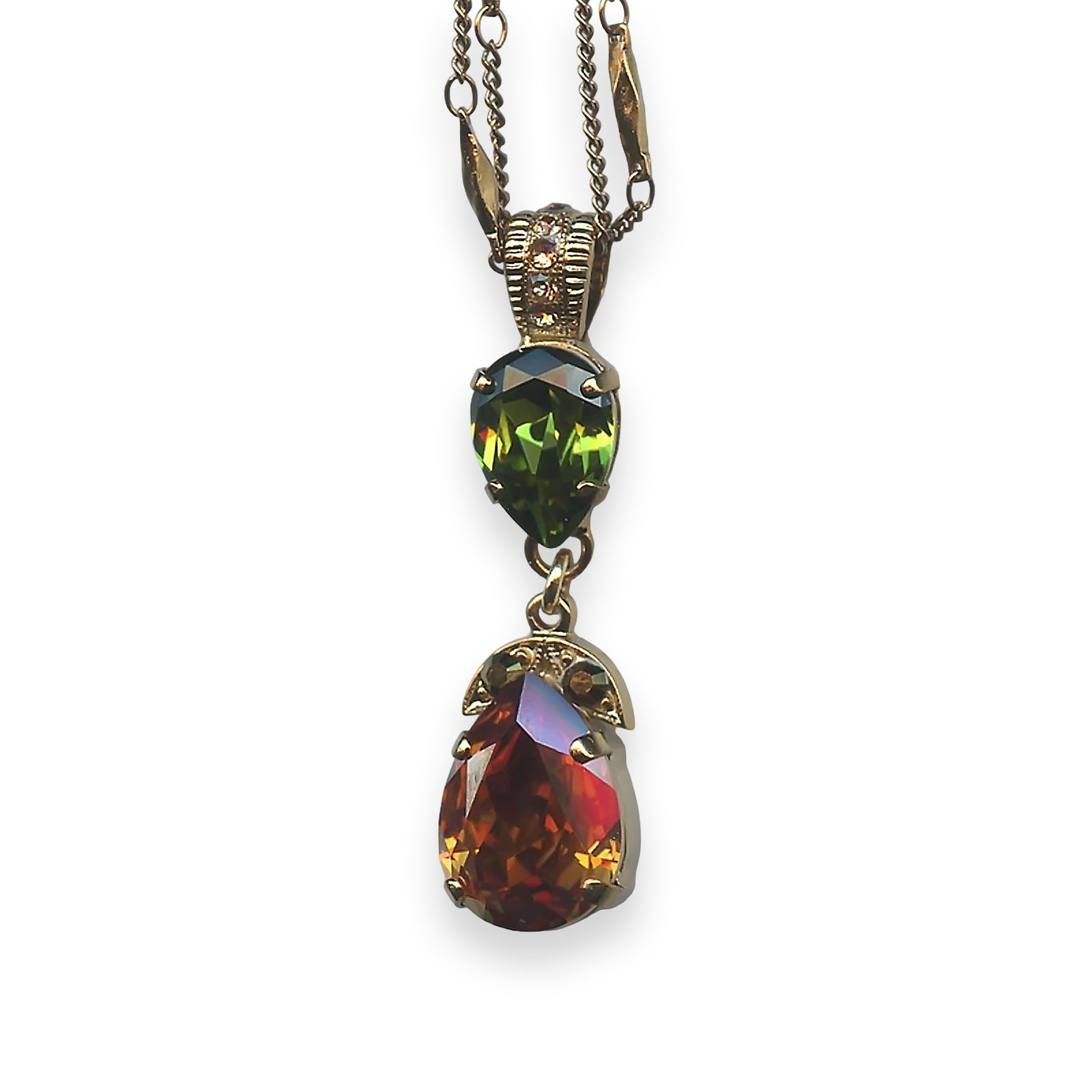 N-5032-4-901-RG (1) Necklace Pendant by Mariana Woman Timeless Olivine and Topaz Swarovski Crystals - Image 1