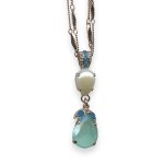 Necklace Pendant by Mariana My Treasures Coll. Elegant Pearl, Matt Mint Green, & Caribbean Blue Opal Austrian Crystal - Image 2