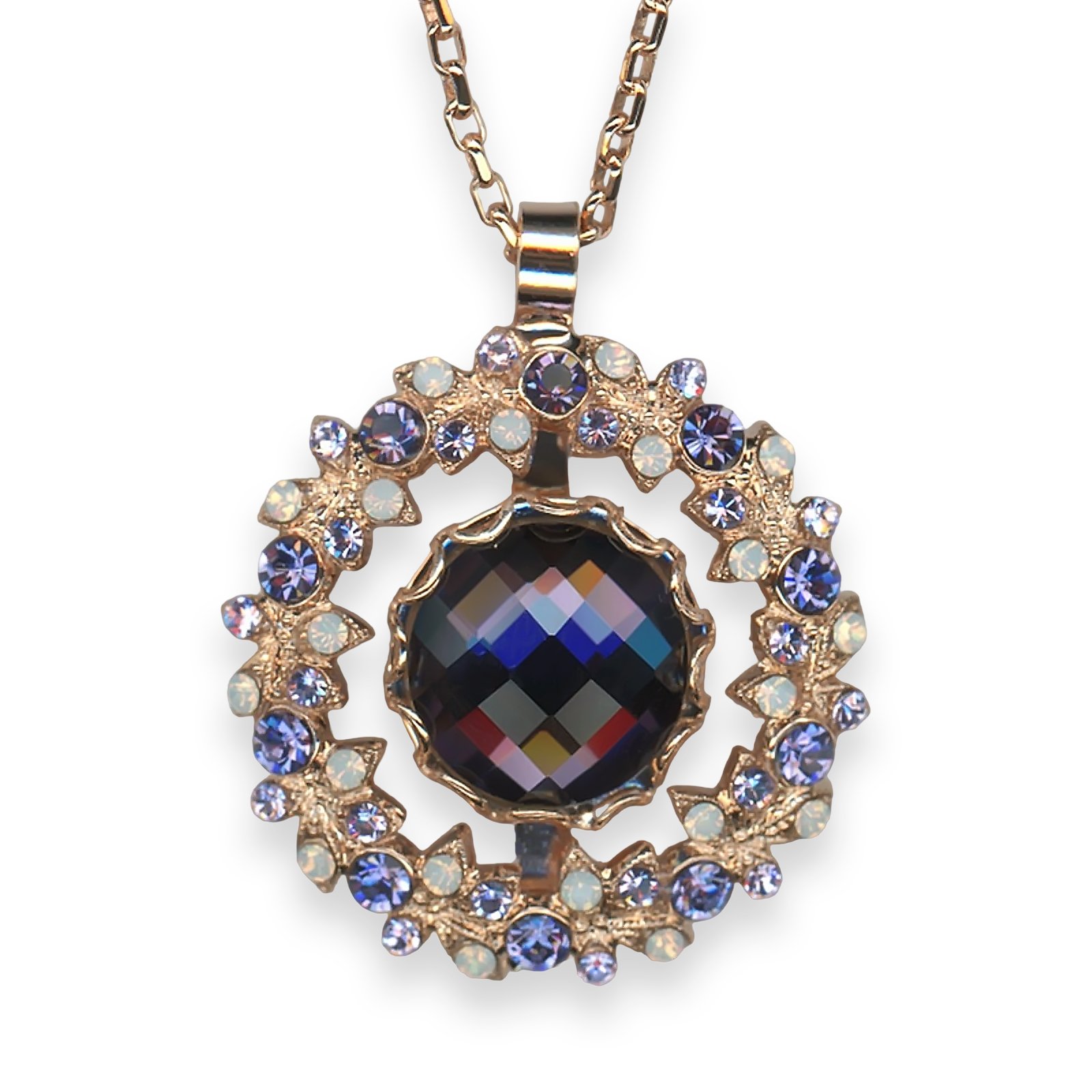 N-5040-5-1062-YG (1) Necklace Pendant by Mariana Woman Beautiful Tanzanite and Violet Swarovski Crystals - Image 1