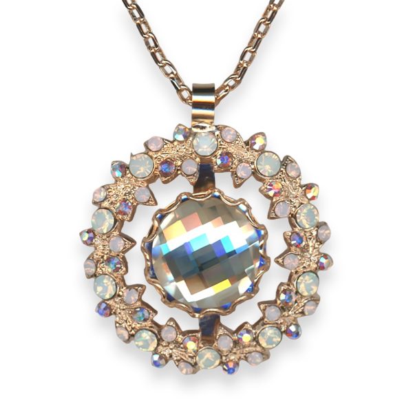 Necklace Pendant by Mariana Snowflake Coll. Lovely Rosewater Opal, Clear, White Opal, & AB Austrian Crystals