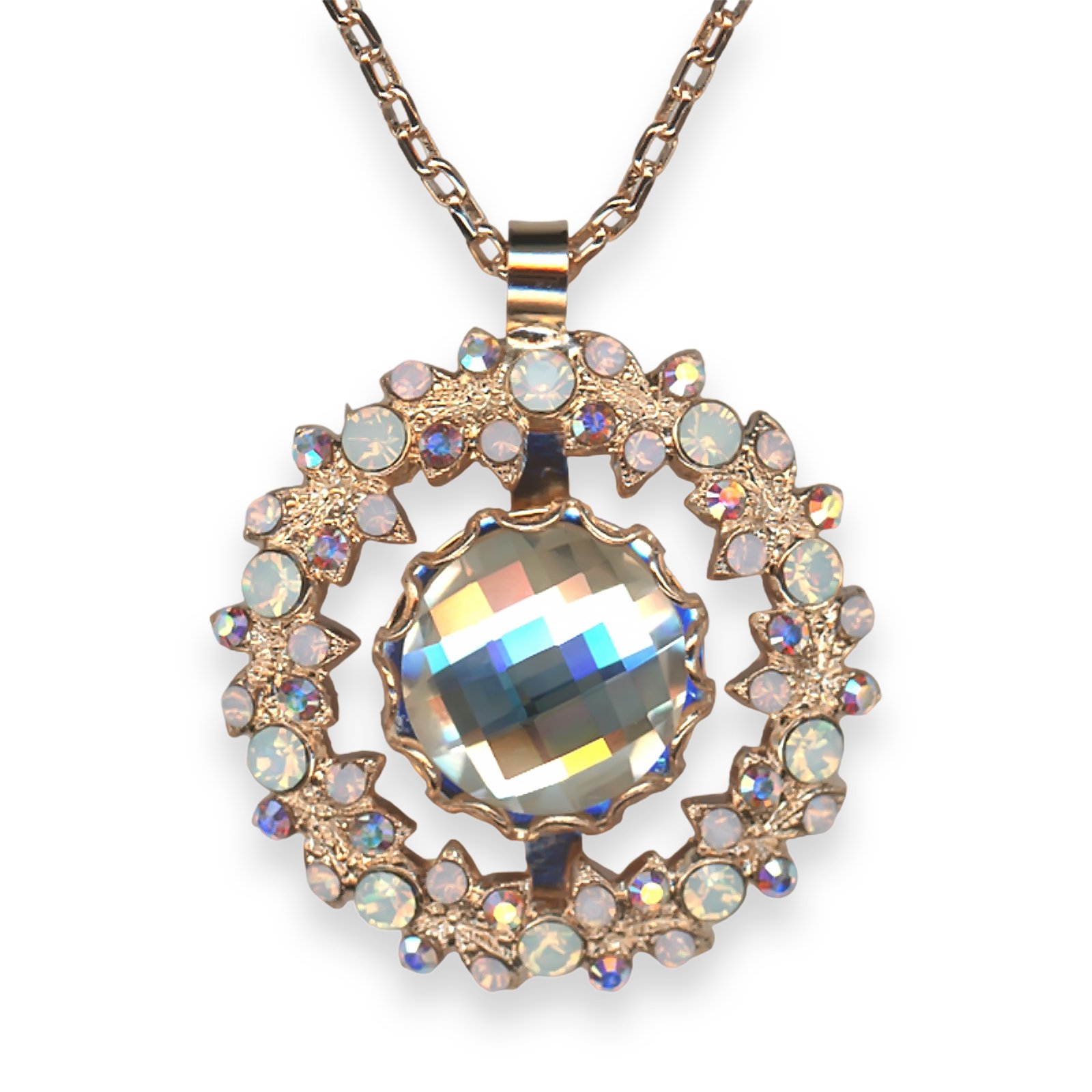 N-5040-5-1112-YG (1) Necklace Pendant by Mariana Snowflake Coll. Lovely Rosewater Opal, Clear, White Opal, & AB Austrian Crystals - Image 1