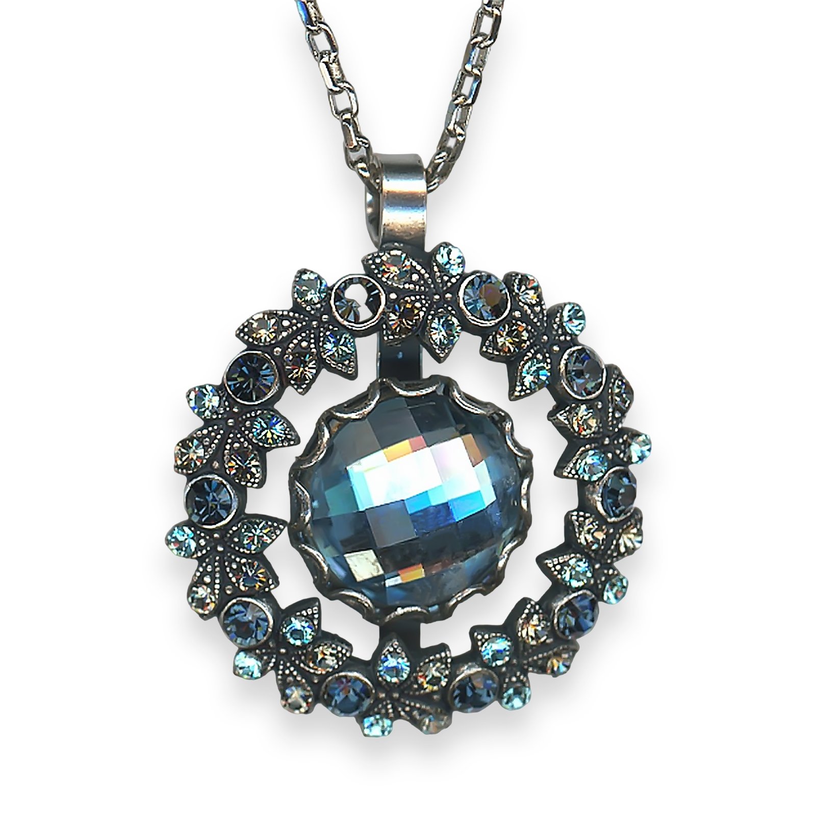 N-5040-5-1114-SP (1) Necklace Pendant by Mariana Frost Coll. Gorgeous Montana, Aqua, & Dark Grey Austrian Crystals - Image 1
