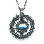 Necklace Pendant by Mariana Frost Coll. Gorgeous Montana, Aqua, & Dark Grey Austrian Crystals - Image 2