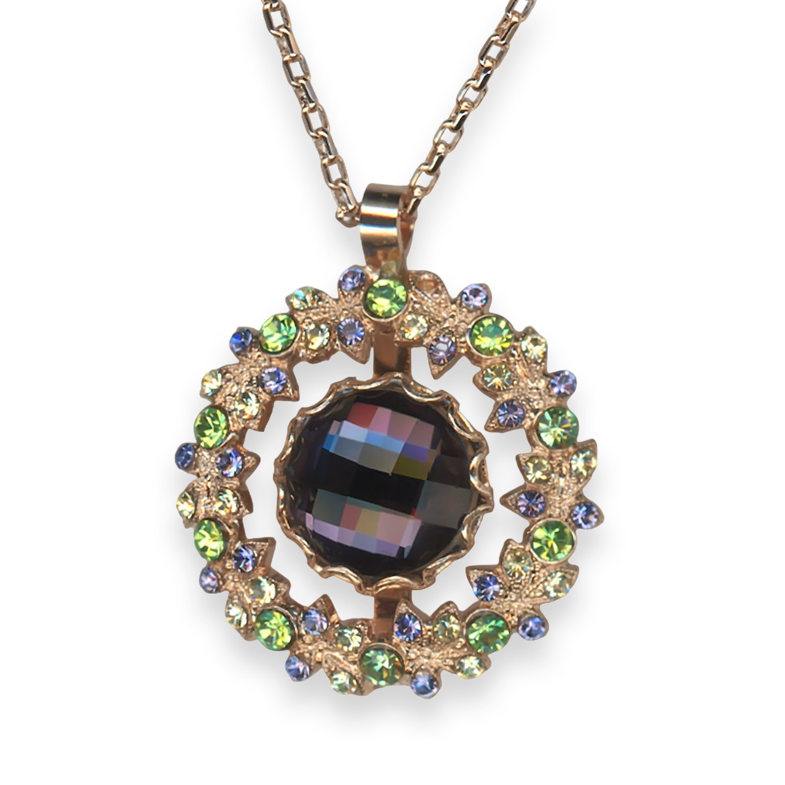 N-5040-5-1117-YG (1) Necklace Pendant by Mariana Eggnog Coll. Charming Lemon, Olivine, & Purple Austrian Crystals - Image 1