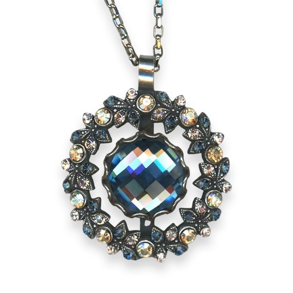 Necklace Pendant by Mariana Woman Adorable Montana Blue and Peach Swarovski Crystals