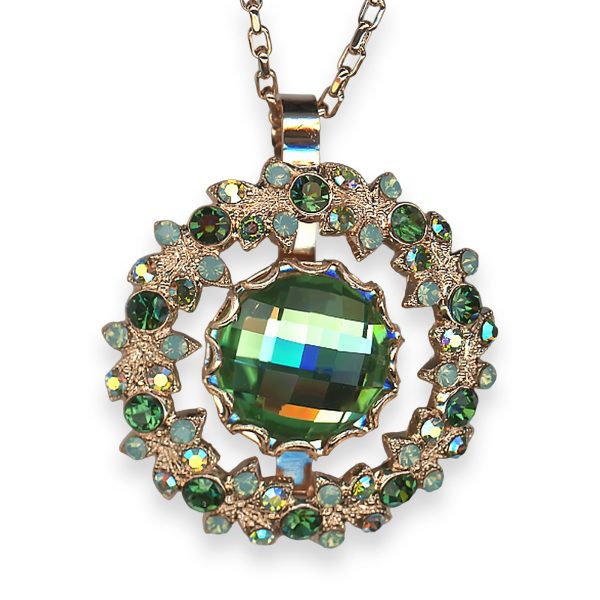 Necklace Pendant by Mariana Spring 2019 Coll. Classy Vivid Green, Pacific Opal, & AB Austrian Crystals