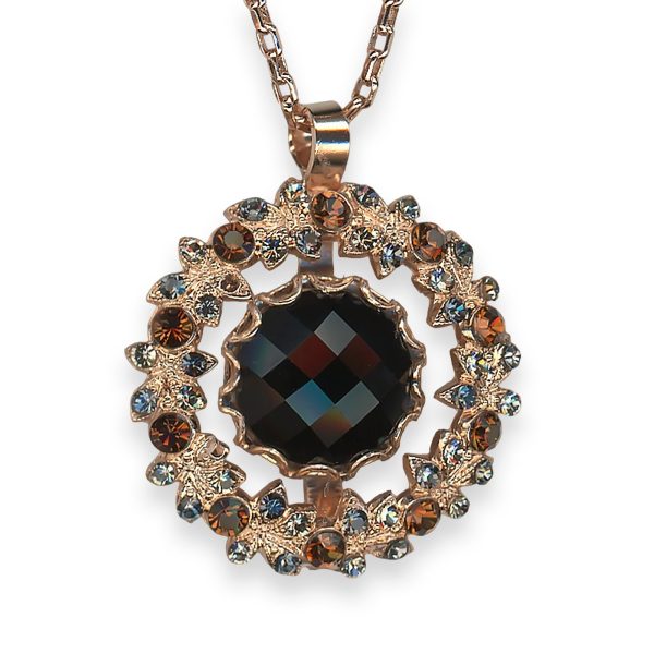 Necklace Pendant by Mariana My Treasures Coll. Sophisticated Jet, Blue Shade, & Lt Smoked Topaz Austrian Crystals