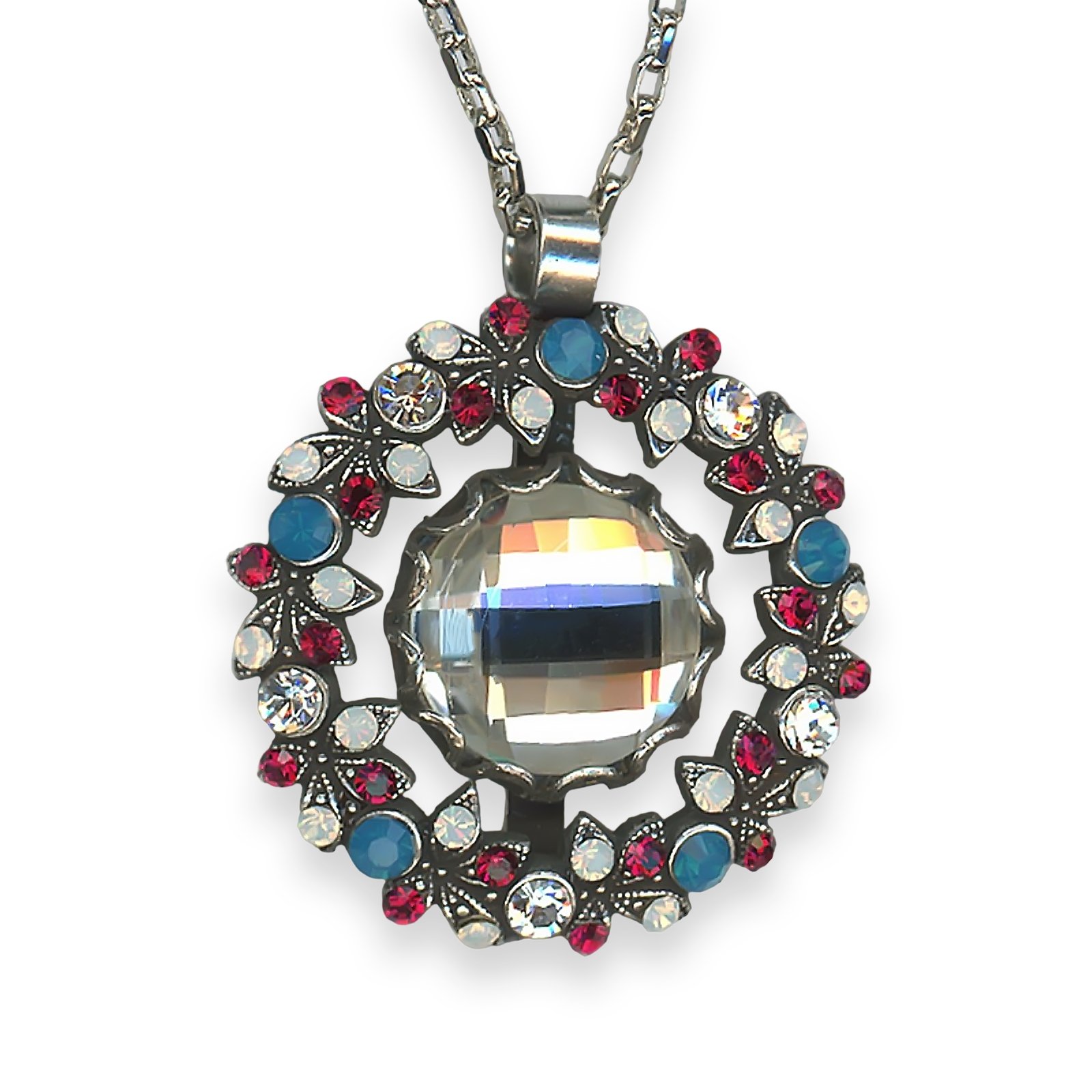 N-5040-5-501-5-SP (1) Necklace Pendant by Mariana Woman Preppy Ruby and Blue Opal Swarovski Crystals - Image 1