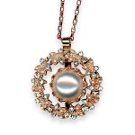 Necklace Pendant by Mariana Woman Elegant Pearl and Golden Swarovski Crystals