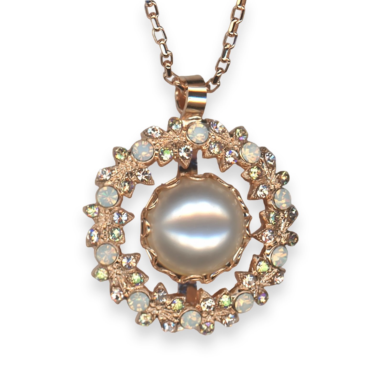 N-5040-5-M2102-YG (1) Necklace Pendant By Mariana Woman Timeless Pearl Mineral and Lavender Swarovski Crystals - Image 1