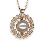 Necklace Pendant By Mariana Woman Timeless Pearl Mineral and Lavender Swarovski Crystals - Image 3