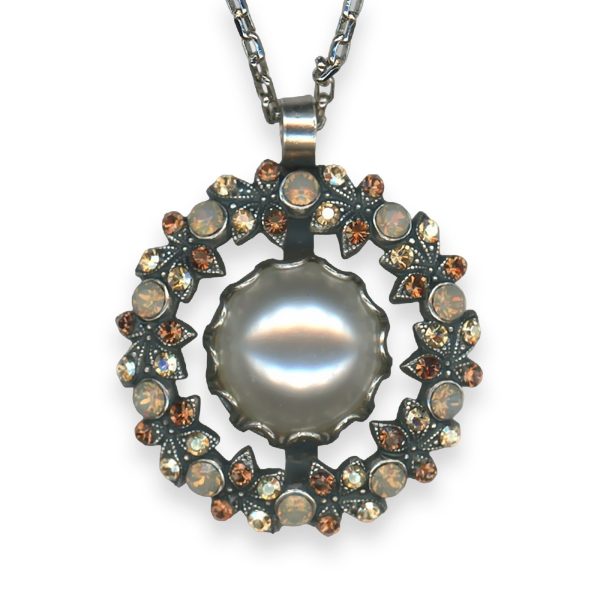 Necklace Pendant By Mariana Woman Pearl Mineral and Topaz Swarovski Crystals