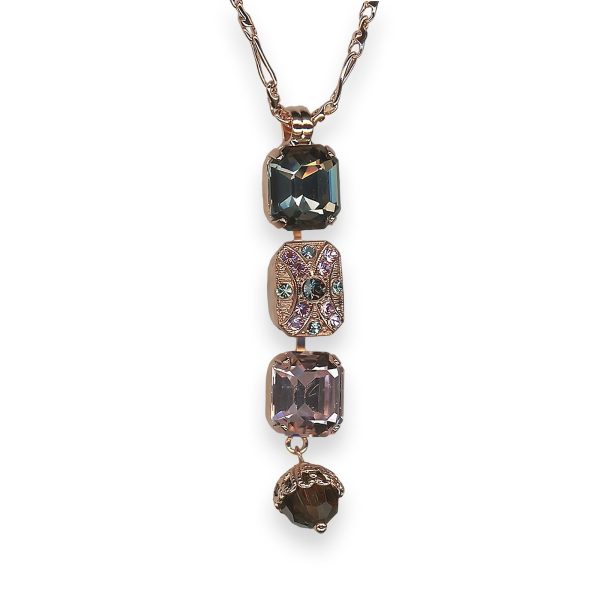Necklace Pendant by Mariana Madagascar Coll. Lovely Lt Rose & Black Diamond Austrian Crystals